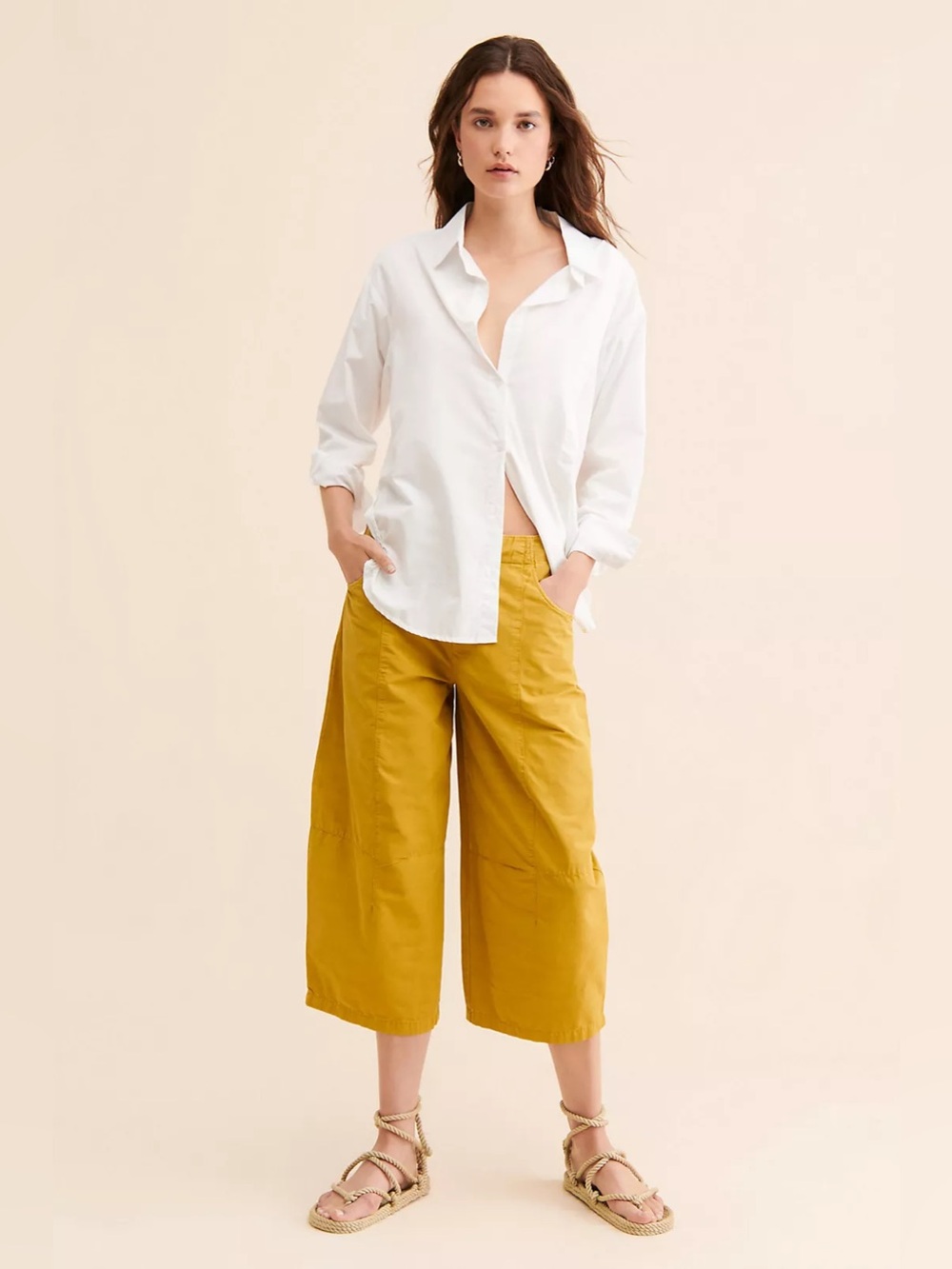 Pilcro Porto Wide-Leg Crop Pants NWT Size 24 MSRP $138 Mustard